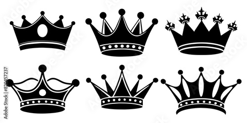 Big collection quality crowns. Crown icon set. Collection of crown silhouette.