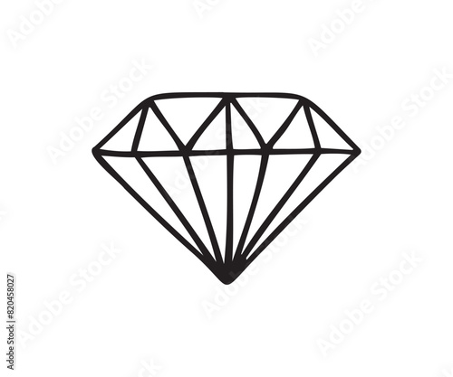 Diamond doodle icon hand drawn style. Outline 