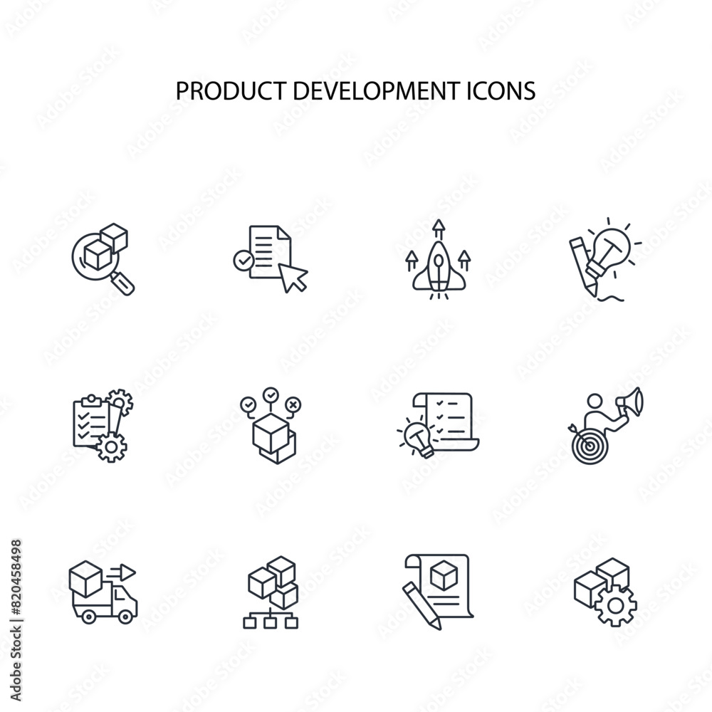 Product development icon set.vector.Editable stroke.linear style sign for use web design,logo.Symbol illustration. Product development icon set.vector.Editable stroke.linear style sign for use web design,logo.Symbol illustration.