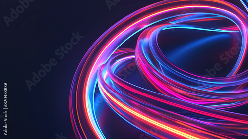 Fototapeta Naklejka Na Ścianę i Meble -  3d render, abstract futuristic neon background with glowing ascending lines. Fantastic wallpaper Generative AI