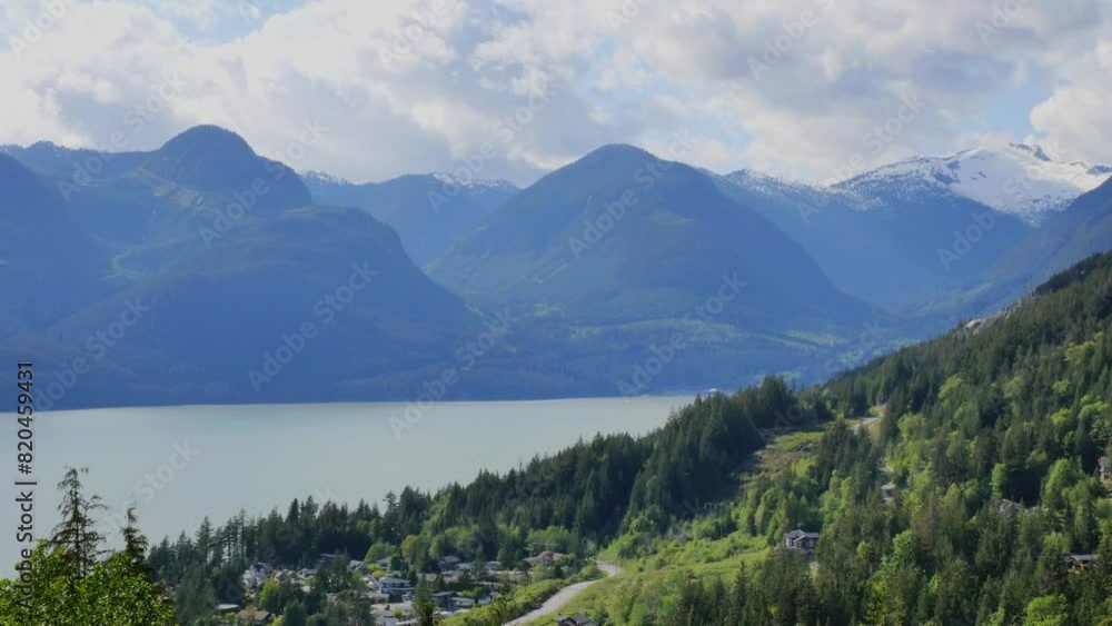 Howe Sound as seen from a lookout during a spring season in Britannia Beach, British Columbia, Canada Howe Sound as seen from a lookout during a spring season in Britannia Beach, British Columbia, Canada