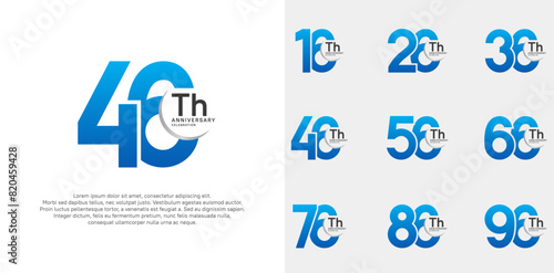 anniversary vector set with blue color can be use for special day celebration