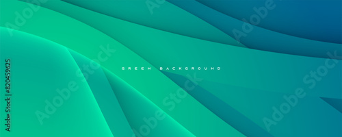 Green papercut background lines dimension layers decorative design vector