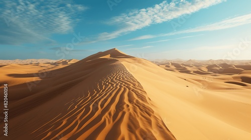 Beautiful view of the desert covered with wind-swept sand. Generative AI