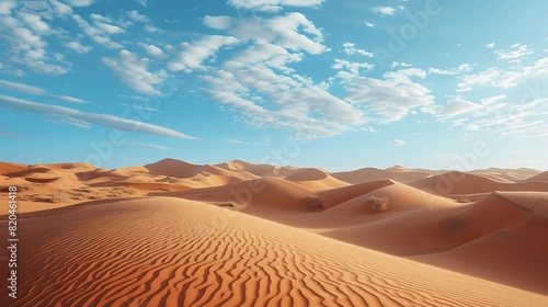 Landscape view of sand dunes in an arid desert. Generative AI