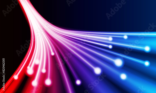 Abstract speed line background with dynamic light fiber cable technology network and Electric car concept innovation background, vector design