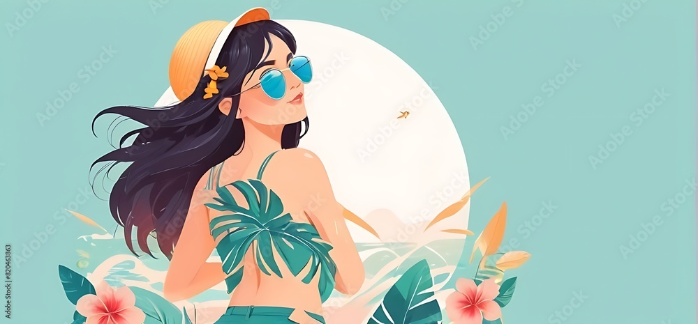 isolated on soft background with copy space Summer concept, illustration isolated on soft background with copy space Summer concept, illustration