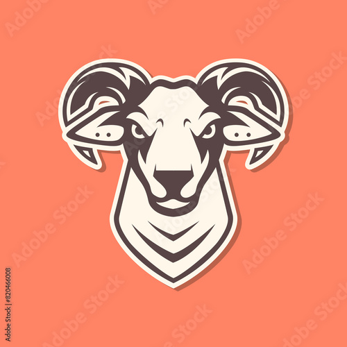 goat male rounded horn livestock mountain cattle modern mascot character cartoon sticker colorful logo design vector icon illustration