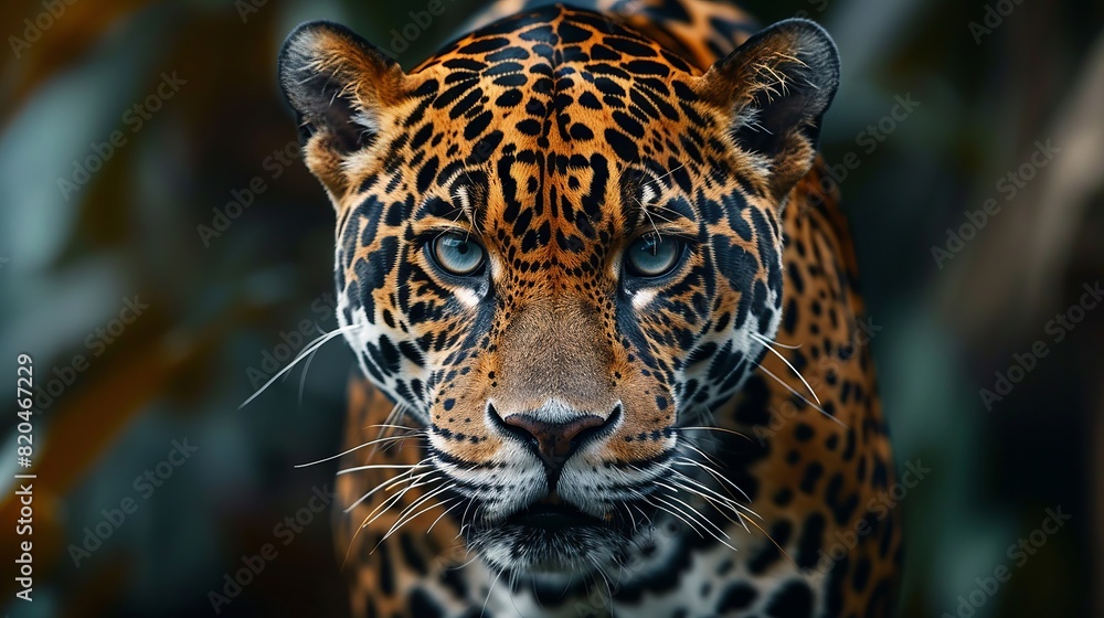 Fototapeta premium Close-up of exotic jaguar displaying fierce expression