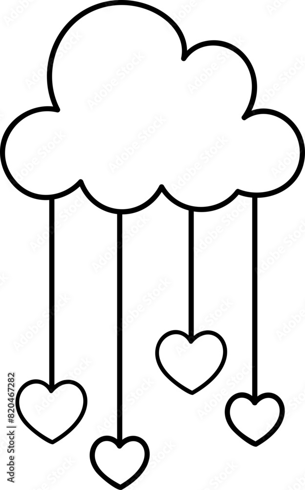 Cute cloud with heart element vector Cute cloud with heart element vector