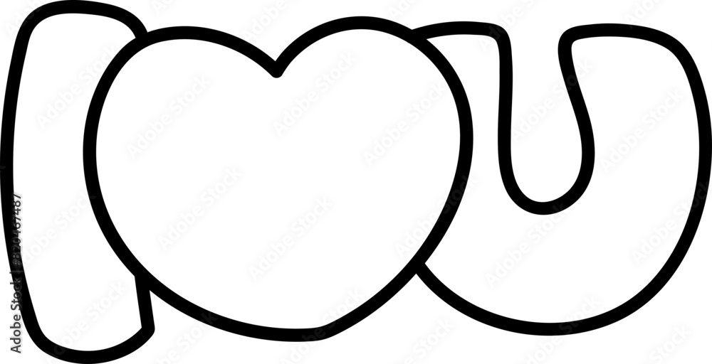 Hand drawn I love you text element vector Hand drawn I love you text element vector