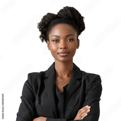 female african american business woman isolated on transparent background.
