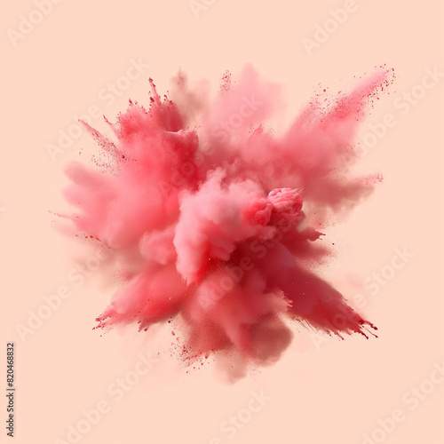 Pink Powder Burst on Creamy Background