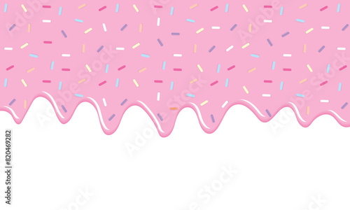 topping icing for sprinkling on sweet melting  in various colors. Beautiful colorful and seamless with pink backdrop. copy space with tranparent background png