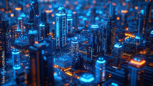 Next-gen tech powers smart cities on vivid blue interface