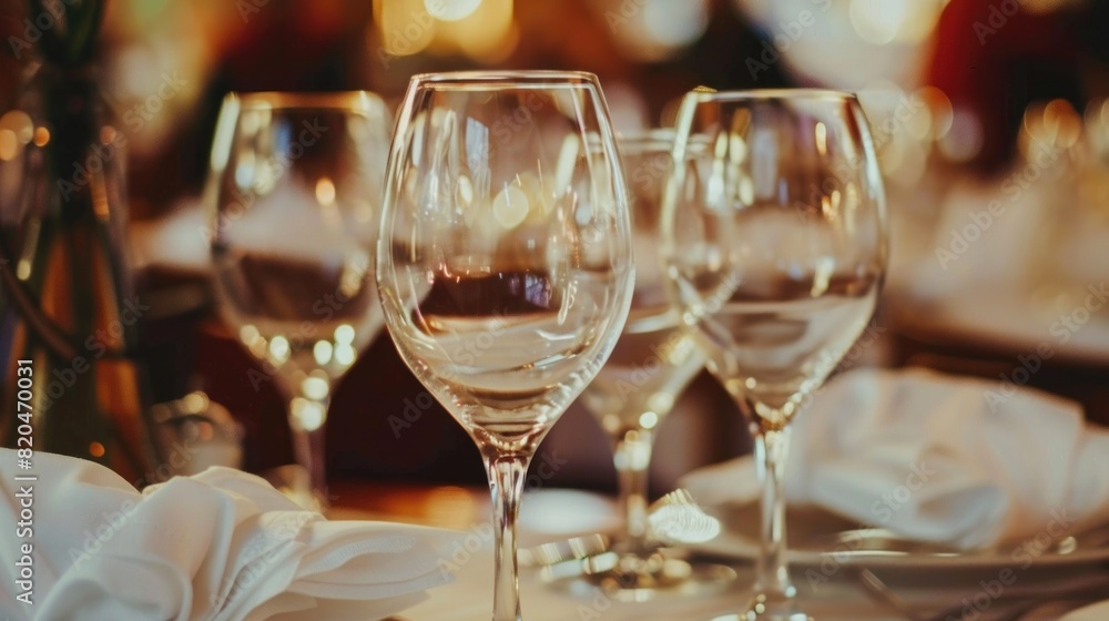 arrangement of glasses on a table for a party or special event. New Year background, wedding party or birthday party. arrangement of glasses on a table for a party or special event. New Year background, wedding party or birthday party.
