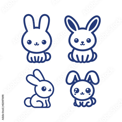 Cute Rabbit vector Set