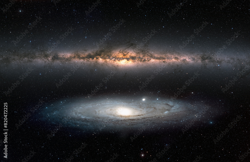 Fototapeta premium Our galaxy is milky way, Andromeda galaxy, in the background 