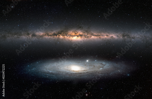 Fototapeta Naklejka Na Ścianę i Meble -  Our galaxy is milky way, Andromeda galaxy, in the background 