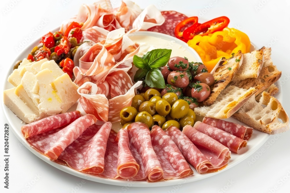 Exotic Antipasti Platter with Meats, Cheese, and Dips