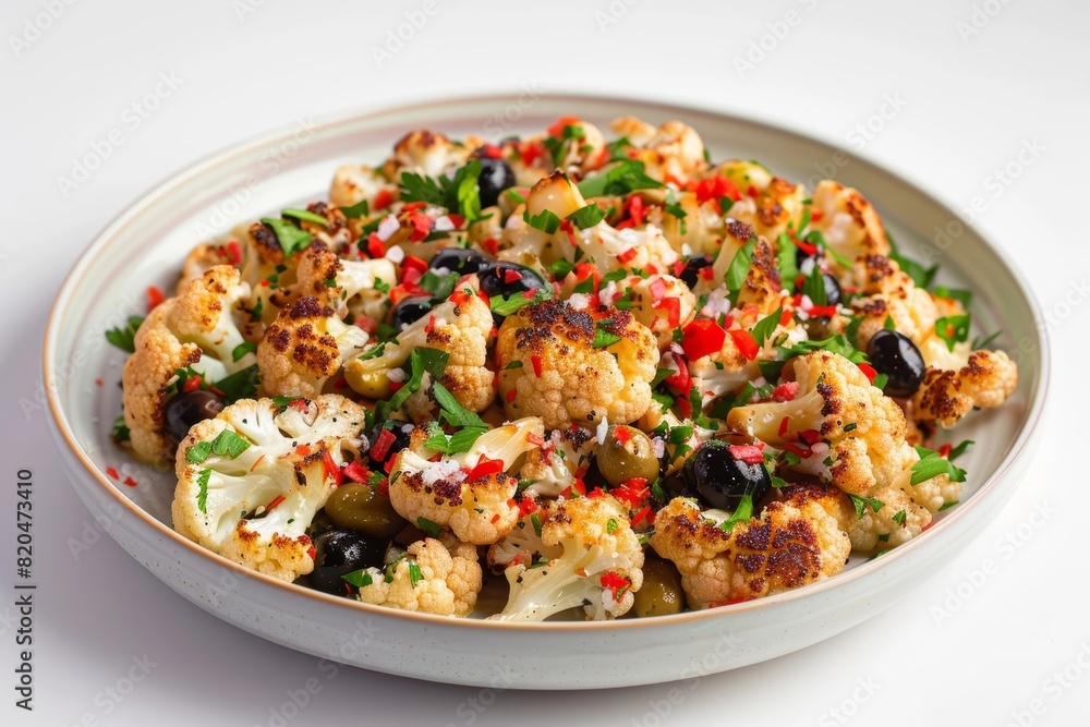 Elegant Roasted Cauliflower with Red Pepper and Olive Elegant Roasted Cauliflower with Red Pepper and Olive