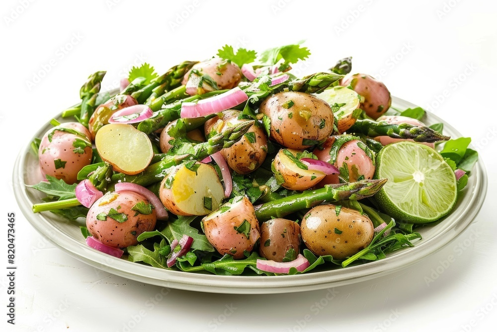 Colorful Anniversary Asparagus Potato Salad with Lime Garnish Colorful Anniversary Asparagus Potato Salad with Lime Garnish