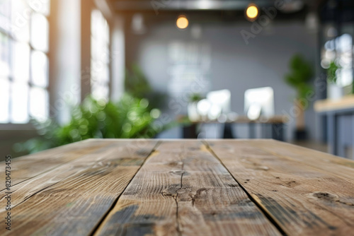 An office desk top with blurred background of office. Good for background 