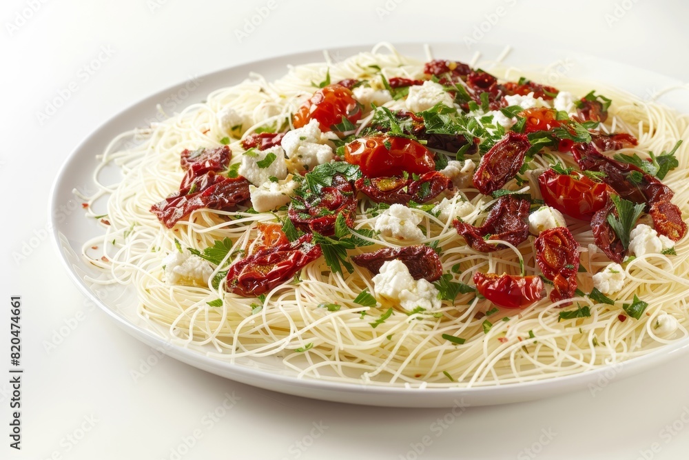 Savory Sun-dried Tomato and Goat Cheese Angel Hair Pasta Savory Sun-dried Tomato and Goat Cheese Angel Hair Pasta