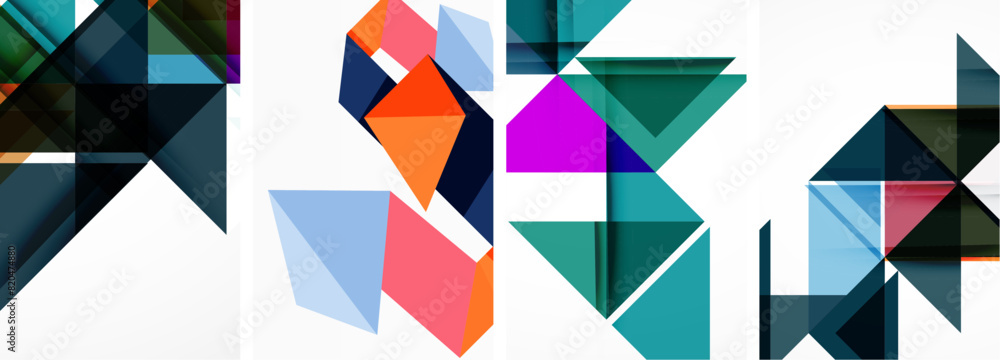 Set of abstract random triangle composition backgrounds. Vector illustration for for wallpaper, business card, cover, poster, banner, brochure, header, website Set of abstract random triangle composition backgrounds. Vector illustration for for wallpaper, business card, cover, poster, banner, brochure, header, website