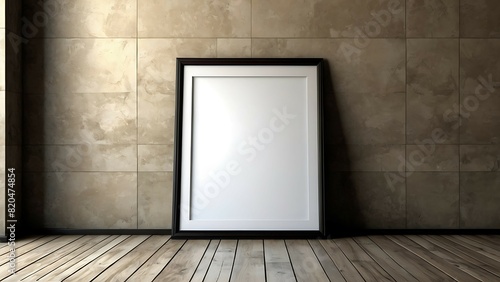 Mockup poster frame on wall  Empty canvas with white wall background