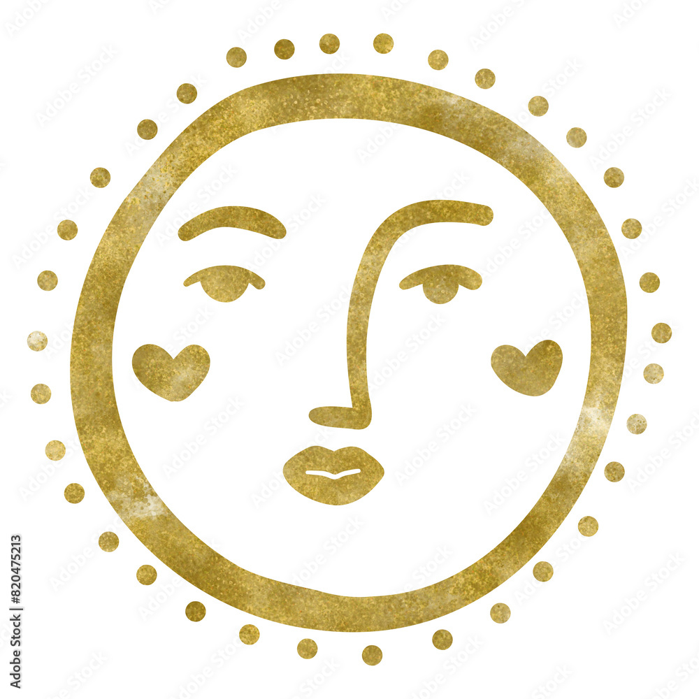 Mystical Celestial Face and Abstract Rays Mystical Celestial Face and Abstract Rays