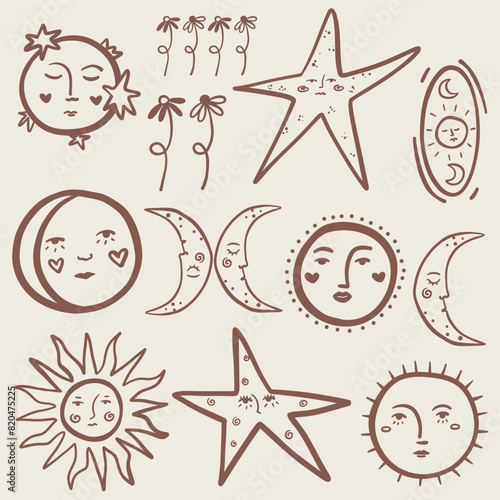 Mystical Celestial Face and Abstract Rays