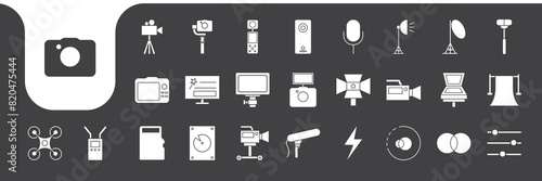 videographer flat modern icon set collection vector design