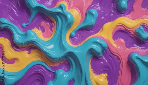 Colorfull 3D wave painting background 