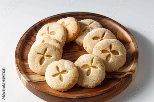 Apple Design Shortbread Cookies on Wooden Board © Mayatnikstudio