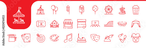carnival parade lines icon set collection vector design