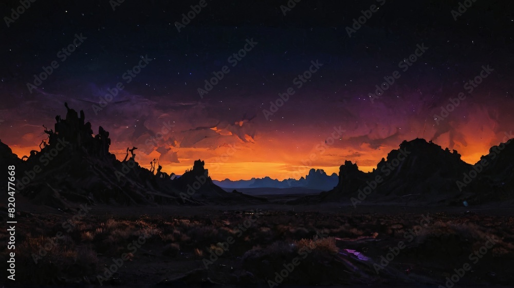 Naklejka premium Neon Dreamscape: An Otherworldly Silhouette