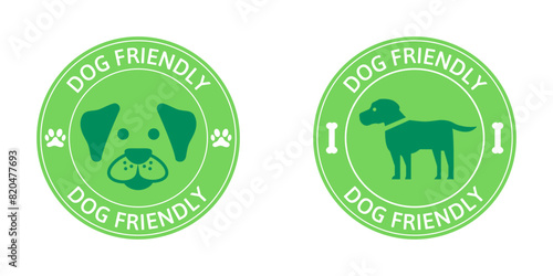 dog friendly sign logo sticker design vector illustration