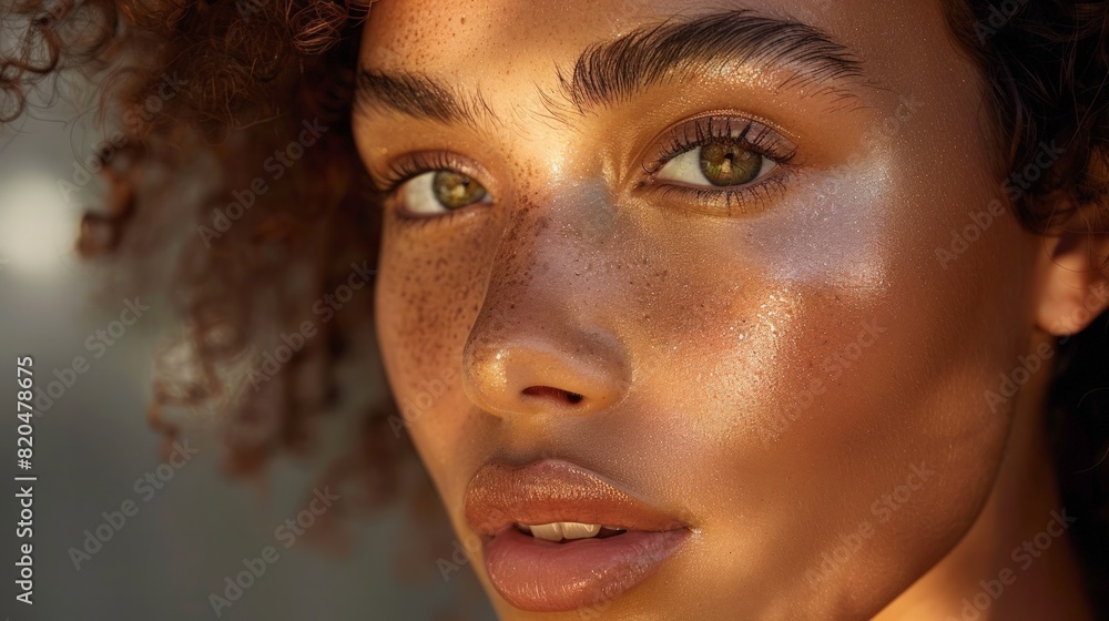 A mesmerizing image of a model with a healthy, glowing complexion, emphasizing the benefits of skincare products. A mesmerizing image of a model with a healthy, glowing complexion, emphasizing the benefits of skincare products.