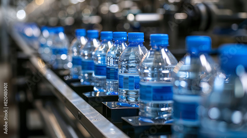 Close-up of plastic bottles of mineral water