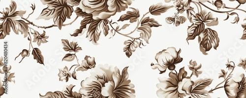 Watercolor Seamless pattern with brown and white