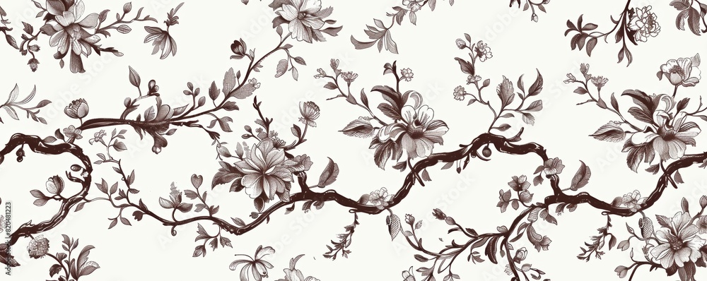 Fototapeta premium Watercolor Seamless pattern with brown and white