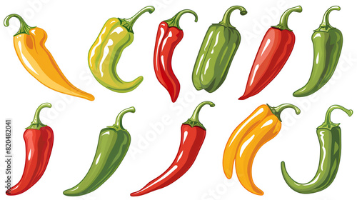 Hot red green and yellow chili peper, generative Ai