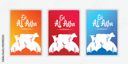 Eid Al Adha Mubarak . Creative ads for social media , banner, poster, greeting card.