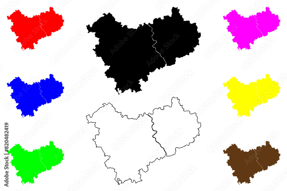 Cologne region (Federal Republic of Germany, State of North Rhine-Westphalia, NRW, Landschaftsverband Rhineland) map vector illustration, scribble sketch Koln map Cologne region (Federal Republic of Germany, State of North Rhine-Westphalia, NRW, Landschaftsverband Rhineland) map vector illustration, scribble sketch Koln map
