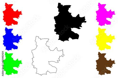 Cottbus city (Federal Republic of Germany, Urban district, State of Brandenburg) map vector illustration, scribble sketch Stadt Cottbus map