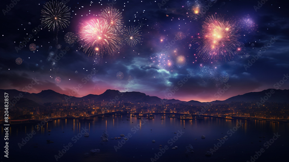 fireworks in the air at the night sky fireworks in the air at the night sky