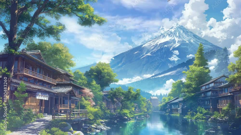 mountain village in the mountains. seamless looping time-lapse 4K video background mountain village in the mountains. seamless looping time-lapse 4K video background