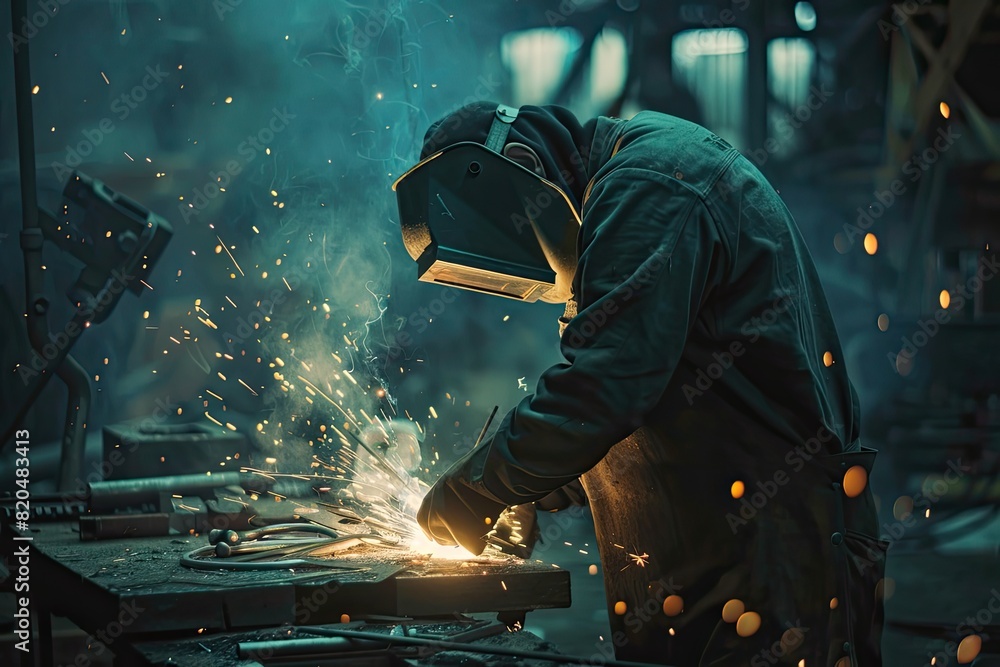 The welder disassembles the metal structure to make modifications. The welder disassembles the metal structure to make modifications.