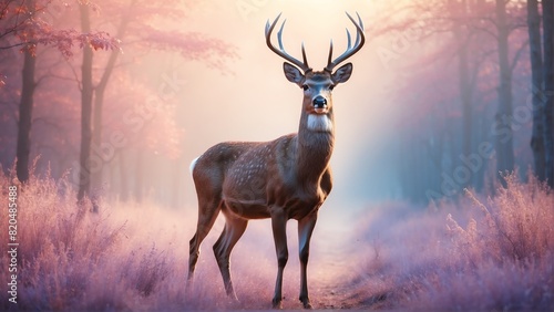 deer on bright pastel color background from Generative AI